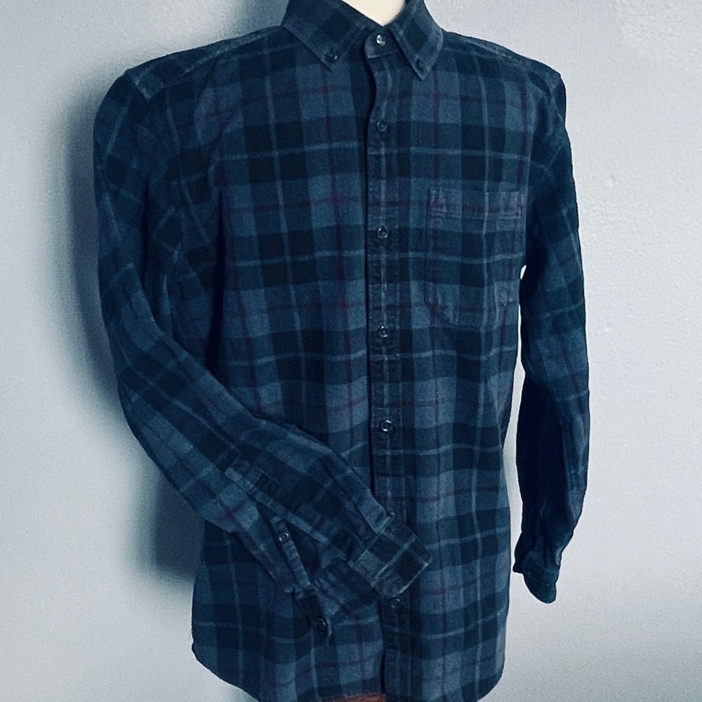 Eddie Bauer Flannel Button-Down Men's Shirt Blue Plaid size M